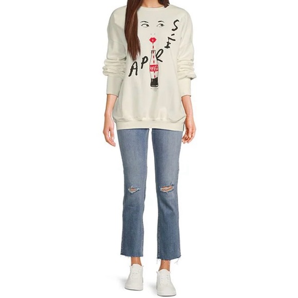 The Laundry Room Art Apres Coca-Cola Lips Graphic Relaxed Crewneck Sweatshirt - Picture 2 of 12